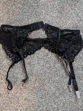 Black lace garter belt lingerie